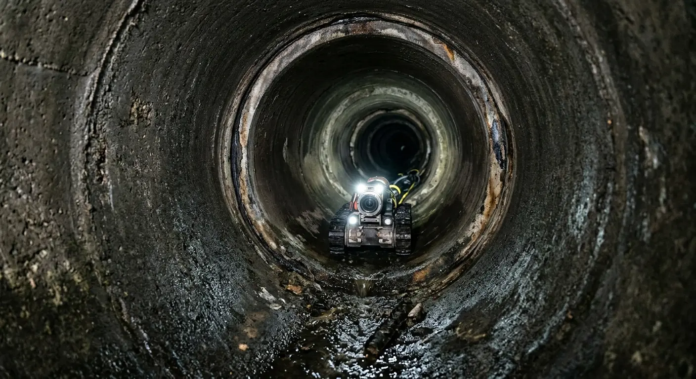 Robotic sewer camera inspecting pipe interior for Sewer Line Repair in Highland Village